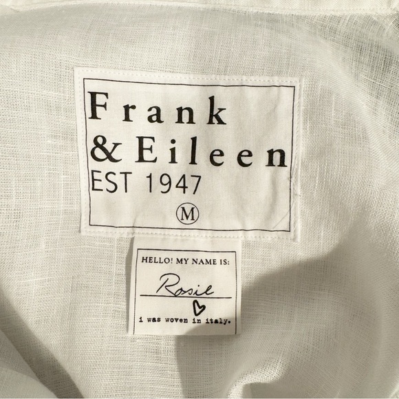 Frank & Eileen | Rosie Short-Sleeve Button-Up Shirt in White Italian Linen Sz. M - Picture 4 of 8